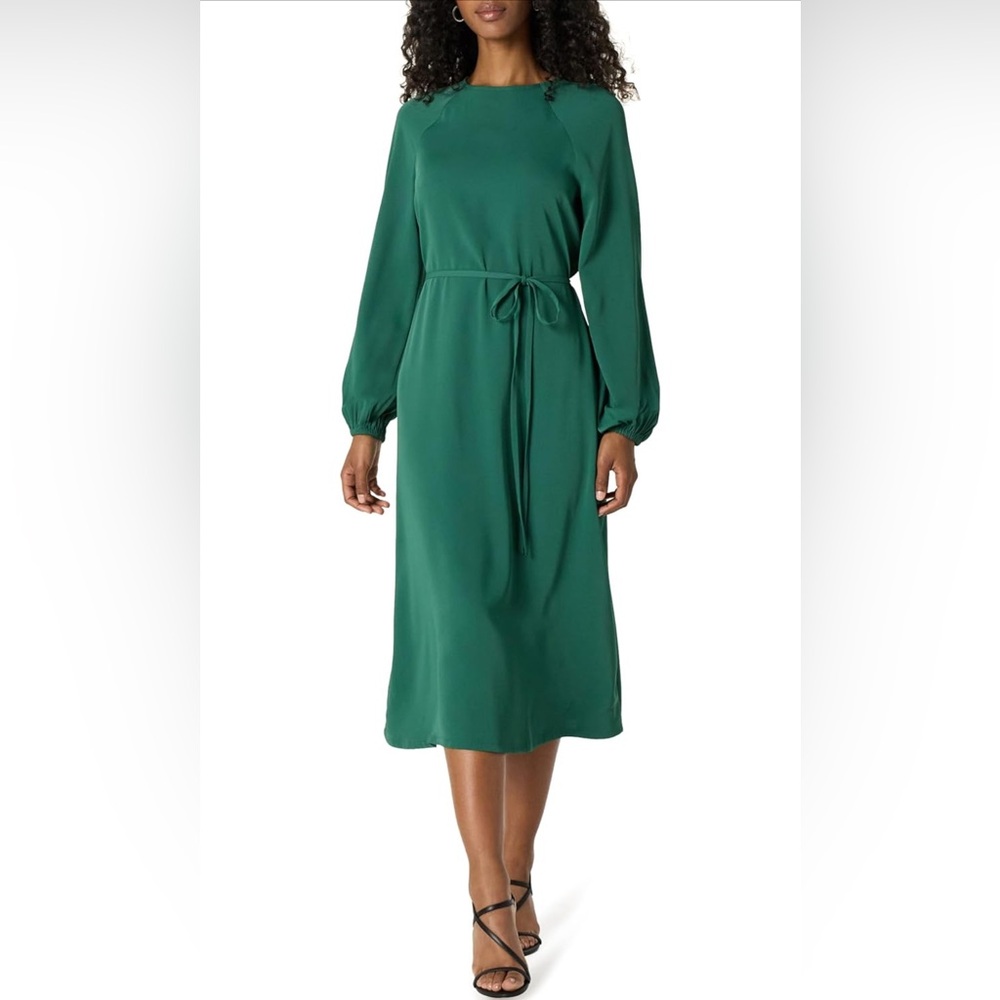 The Drop Women's Standard Dolman Balloon Sleeve Belted Midi Dress - Picture 2 of 11